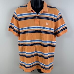 ✨3/$25✨ Chaps Men's Polo Shirt in Orange and Blue Stripes - L